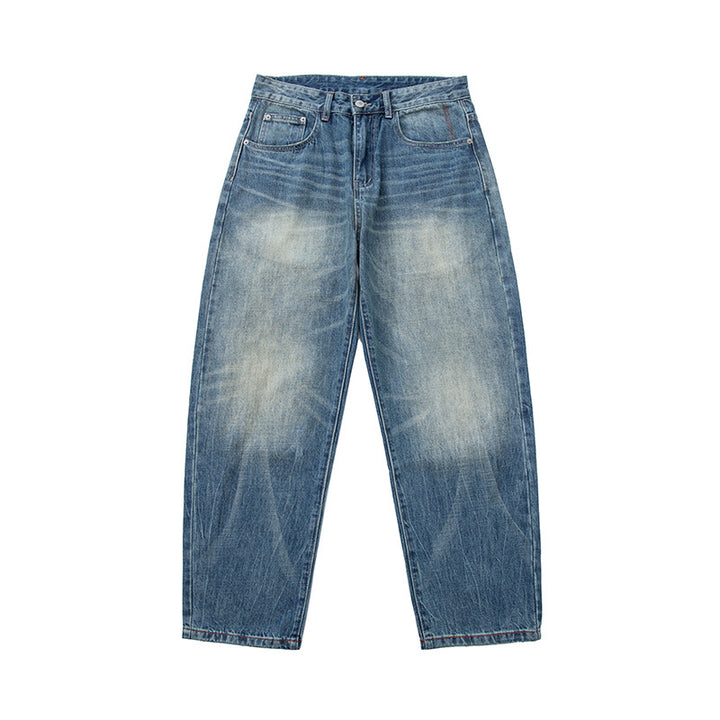 Damen Weite High‑Waist Relaxed Denim-Jeans mit Used‑Look Echoarchiv