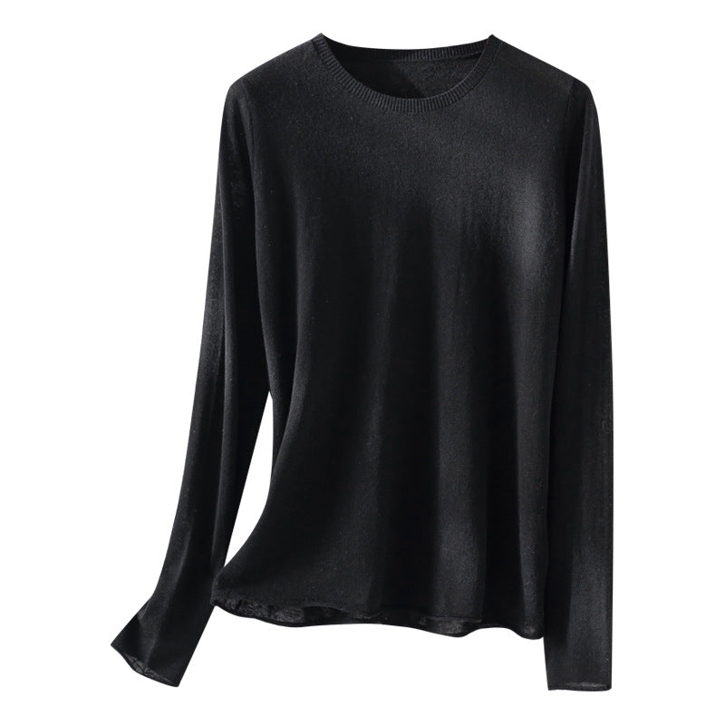 Damen Leichtes Feinstrick-Basicshirt mit extraweichem Fall und feinem Rippkragen Echo Archiv
