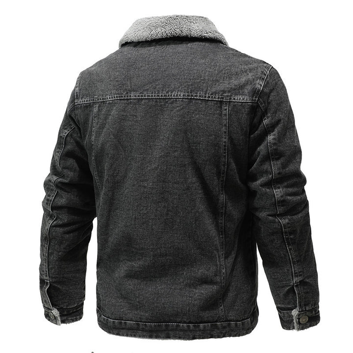 Herren Vintage Denimjacke mit Sherpa-Futter, Hemdkragen und funktionalen Taschen Echoarchiv