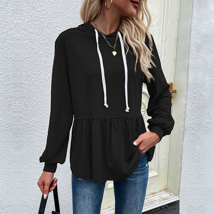 Damen Kapuzen-Sweatshirt mit geraffter Taillenstufe und Babydoll-Silhouette Echoarchiv