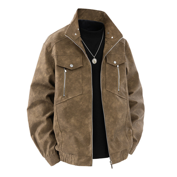 Herren klassische Wildlederjacke mit praktischen Taschen Echoarchiv