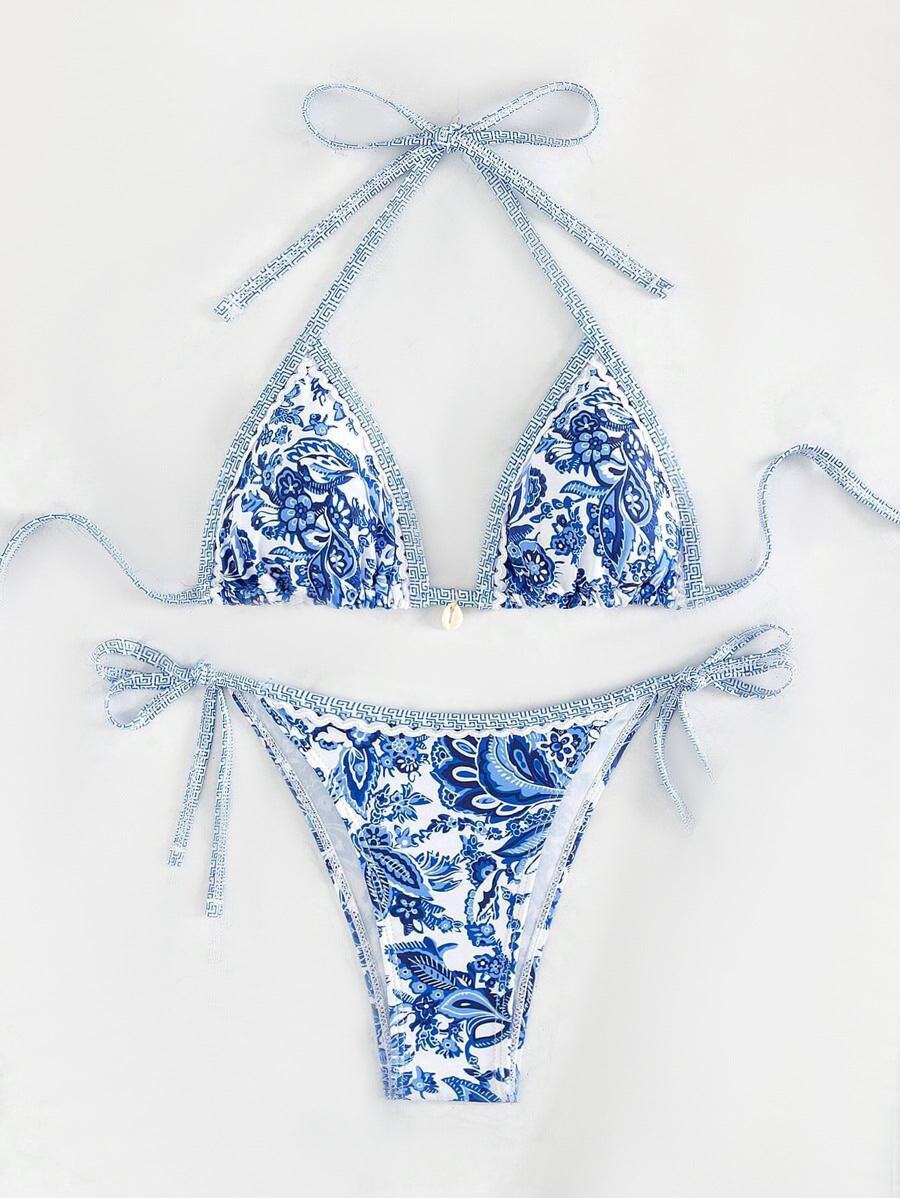 Damen Triangel-Bikini mit floralem Vintage-Muster Echo Archiv