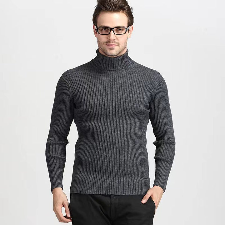 Herren nan Rippstrick Rollkragenpullover figurnaher elastischer Feinstrick Echo Archiv