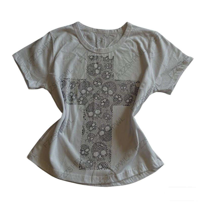 Damen T-Shirt mit kreativem Kreuzdruck Echo Archiv