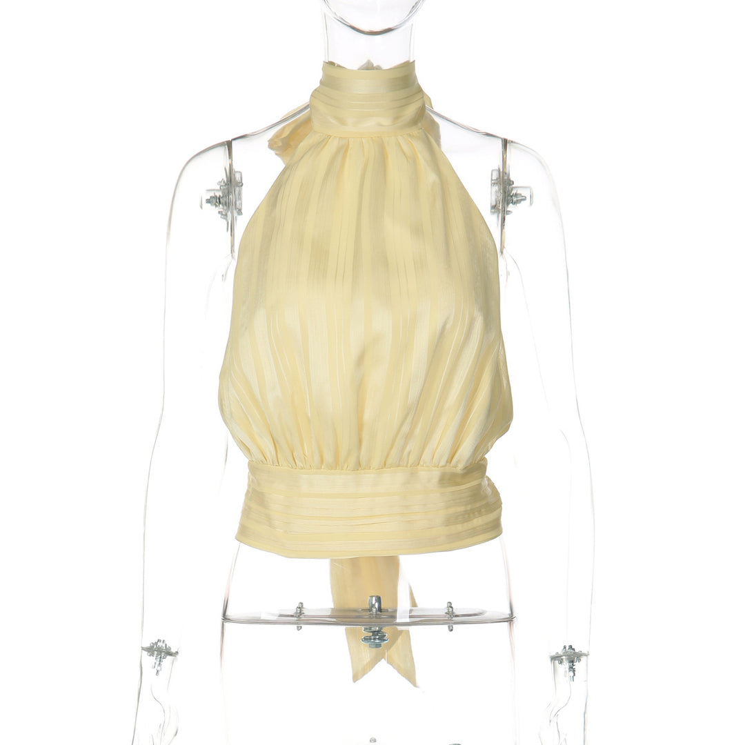 Damen Elegantes Haltertop mit Plisseeverarbeitung Echo Archiv