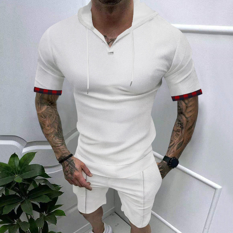 Herren körperbetontes Kapuzenshirt mit modischem kurzarm Schnitt und sportlichem Design Echoarchiv