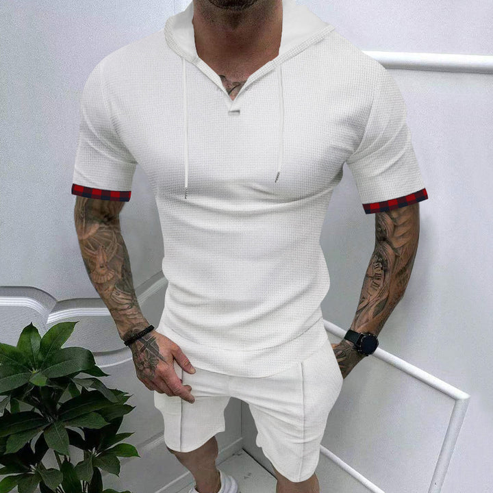 Herren körperbetontes Kapuzenshirt mit modischem kurzarm Schnitt und sportlichem Design Echoarchiv