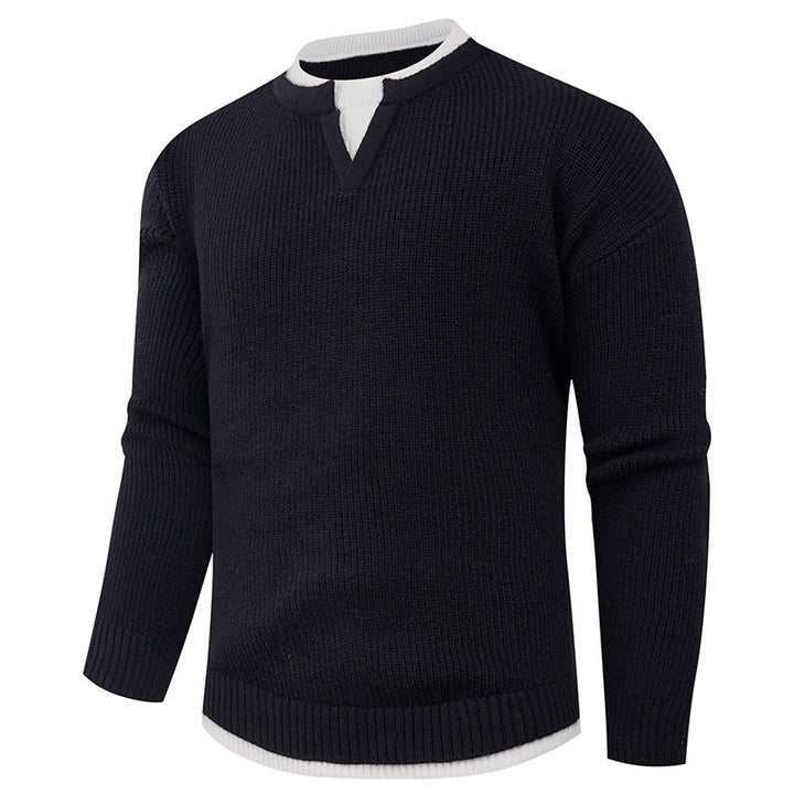 Herren Strickpullover mit V-Ausschnitt und feiner Struktur Echoarchiv