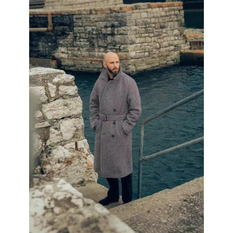 Herren Eleganter Hahnentritt Wollmantel Echoarchiv