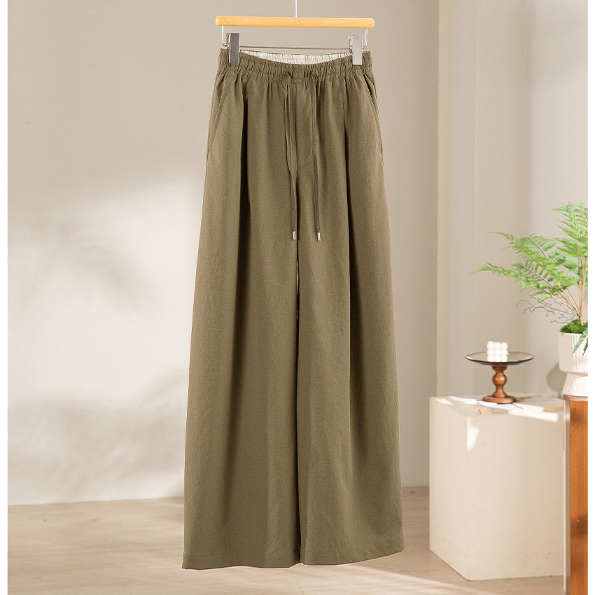Damen Weite Tunnelzug-Hose mit Elastikbund, geradem Bein und Eingrifftaschen Echoarchiv