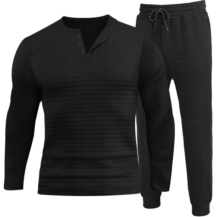 Herren Dreiteiliges Set mit strukturiertem Langarmshirt und Jogginghose Echoarchiv
