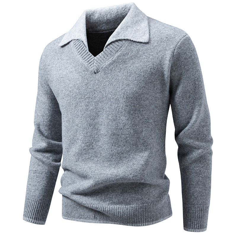 Herren Feinstrickpullover mit Hemdkragen und V‑Ausschnitt Echo Archiv