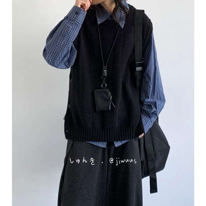 Damen Modische Strickweste mit Knopfdetails Echoarchiv