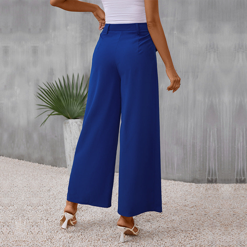 Damen Elegante High-Waist Culotte‑Palazzohose mit Bügelfalte und Klappentaschen Echoarchiv