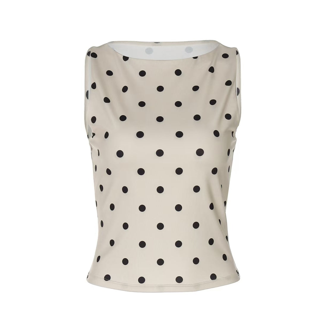 Damen Ärmelloses Polka-Dots Oberteil Echo Archiv