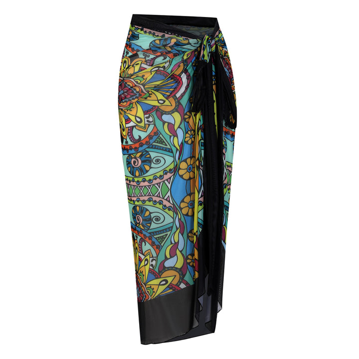 Damen Strandumhang mit buntem Muster und eleganten Schnürdetails Echo Archiv