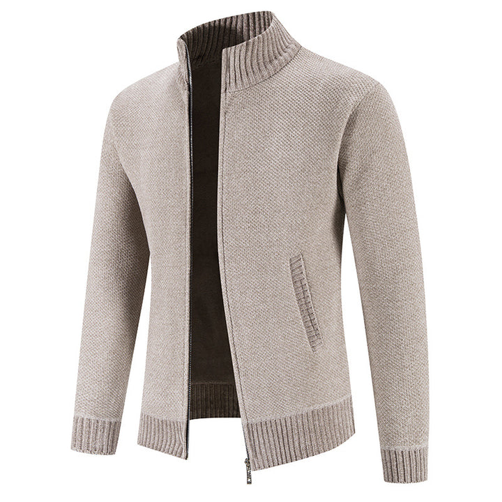Herren modische Strickjacke mit hochgeschlossenem Kragen und Reißverschluss Echoarchiv