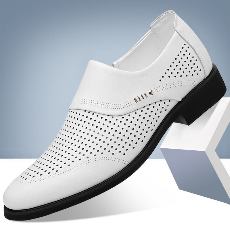 Herren Eleganter Slip-On Business-Halbschuh mit spitzer Zehenkappe und dezenter Perforation Echoarhiv