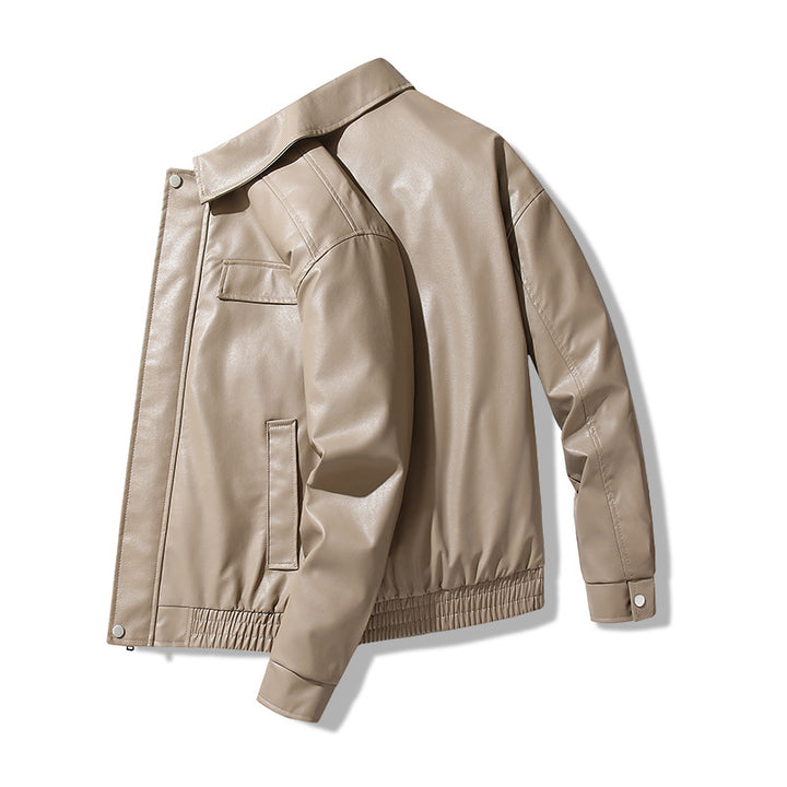Herren modische Kunstlederjacke mit elastischem Bund Echoarchiv