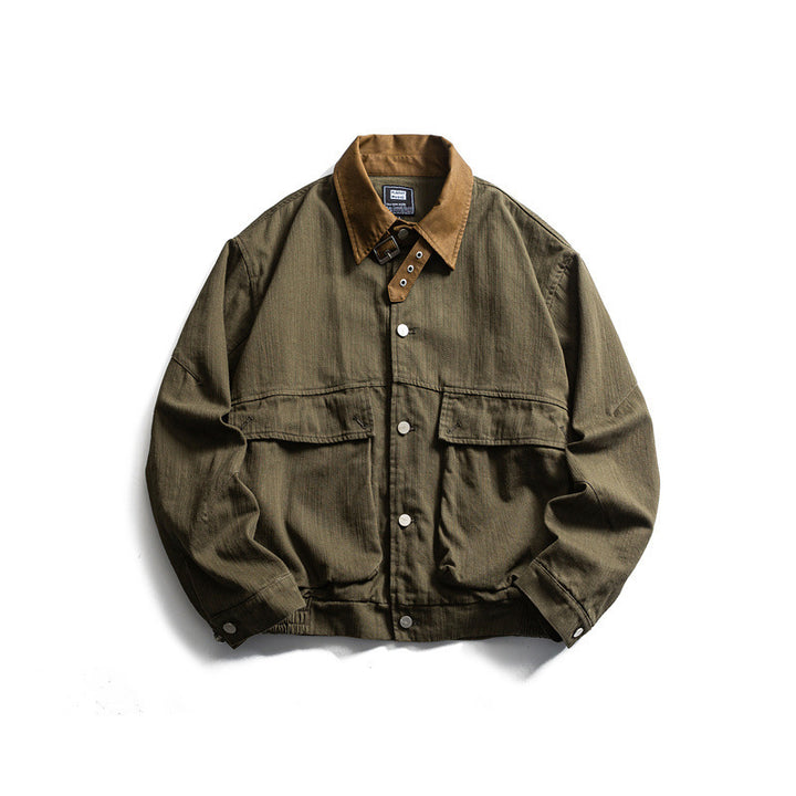 Herren Boxy-Worker-Canvasjacke mit Cordkragen, Druckknopfleiste und aufgesetzten Pattentaschen Echo Archiv
