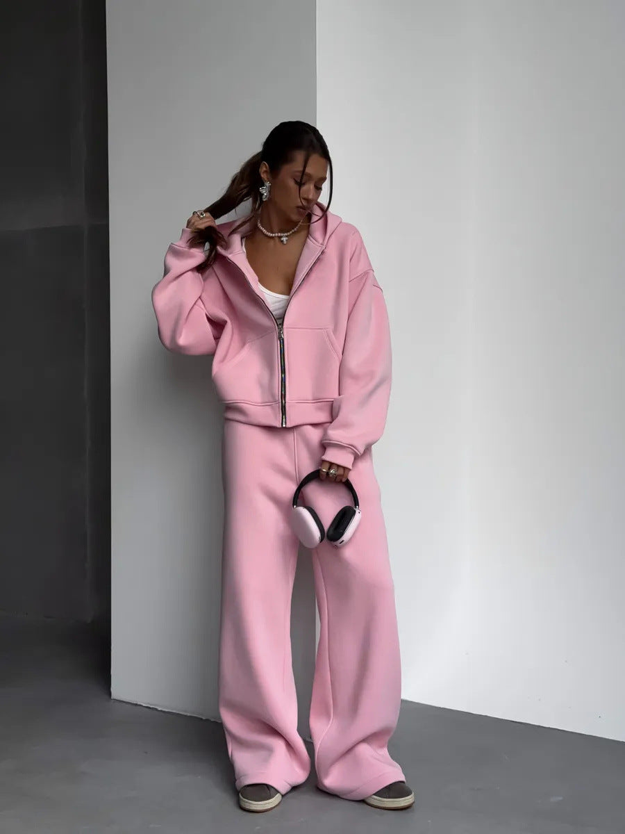 Damen Oversized Kapuzenjacke und Sweathose Set – Auréline