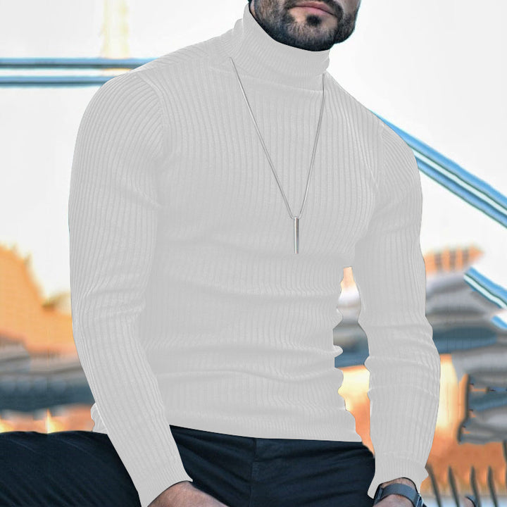 Herren Hochwertiger Rollkragenpullover mit strukturiertem Design Echoarchiv