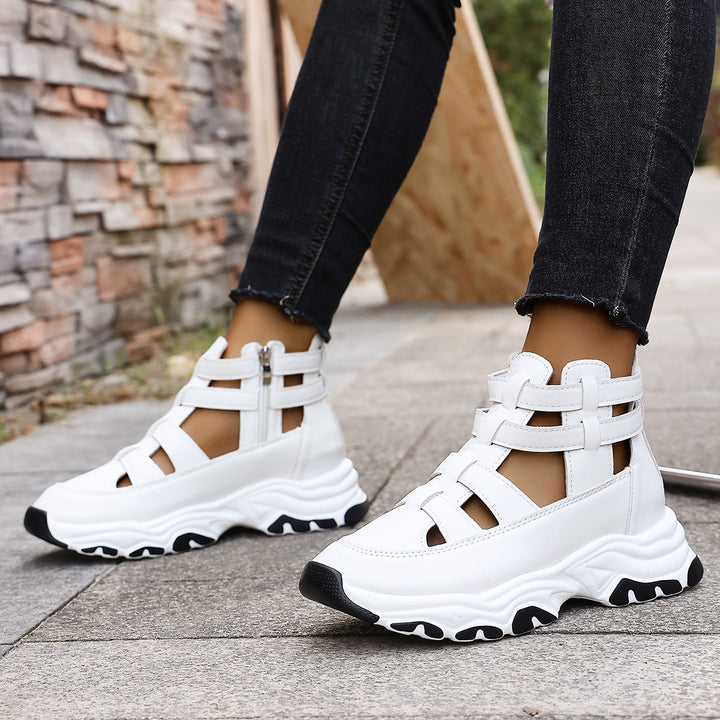 Damen  Keil-Sneaker-Sandalette mit Cut-Out Riemen, seitlichem Reißverschluss und profilierter Plateausohle Echo Archiv