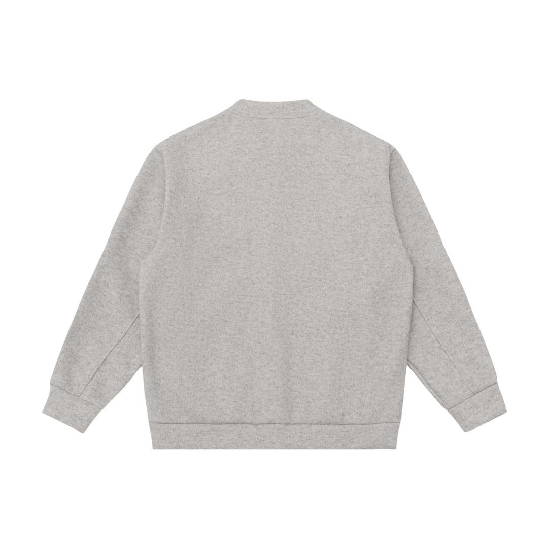 Unisex Kurzgeschnittene Strickjacke im Boxy‑Bomberstil mit Stehkragen und Knopfleiste Echoarchiv