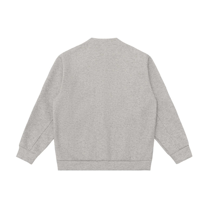Unisex Kurzgeschnittene Strickjacke im Boxy‑Bomberstil mit Stehkragen und Knopfleiste Echoarchiv