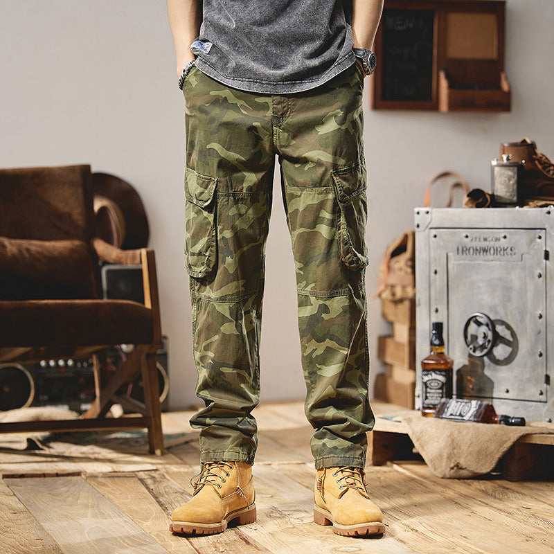Herren Camouflage-Utility-Cargohose mit Mehrfachklappentaschen, Kniepaneelen und Kordelabschluss Echo Archiv