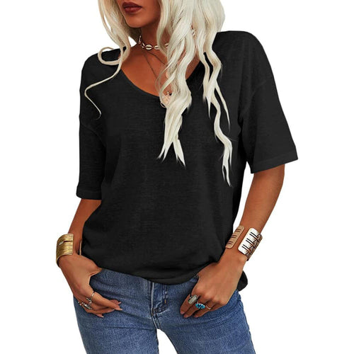 Damen lässiges Oversize-Shirt mit V-Ausschnitt und strukturiertem Muster Echo Archiv