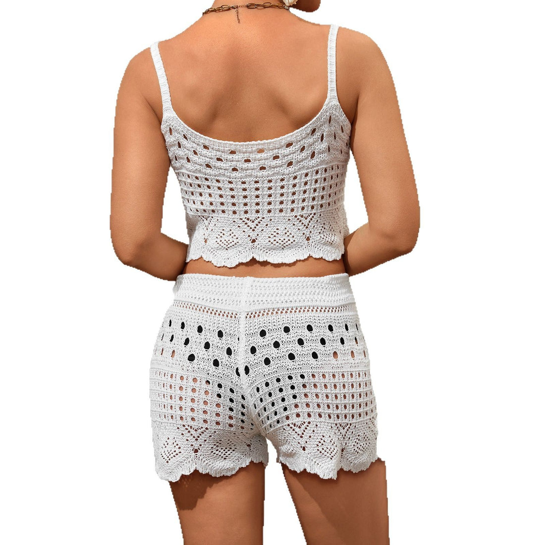 Damen luftiges Häkel-Set mit Top und Shorts – Élanora