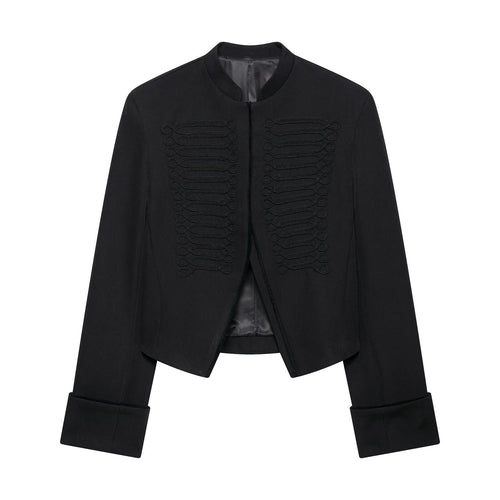 Damen Kurze militärinspirierte Bolerojacke mit Stehkragen und Zierkordeln Echo Archiv