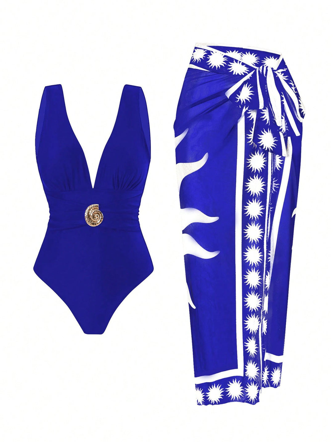 Damen Badeanzug mit femininem Wickelrock und elegantem Schmuckdetail Echo Archiv