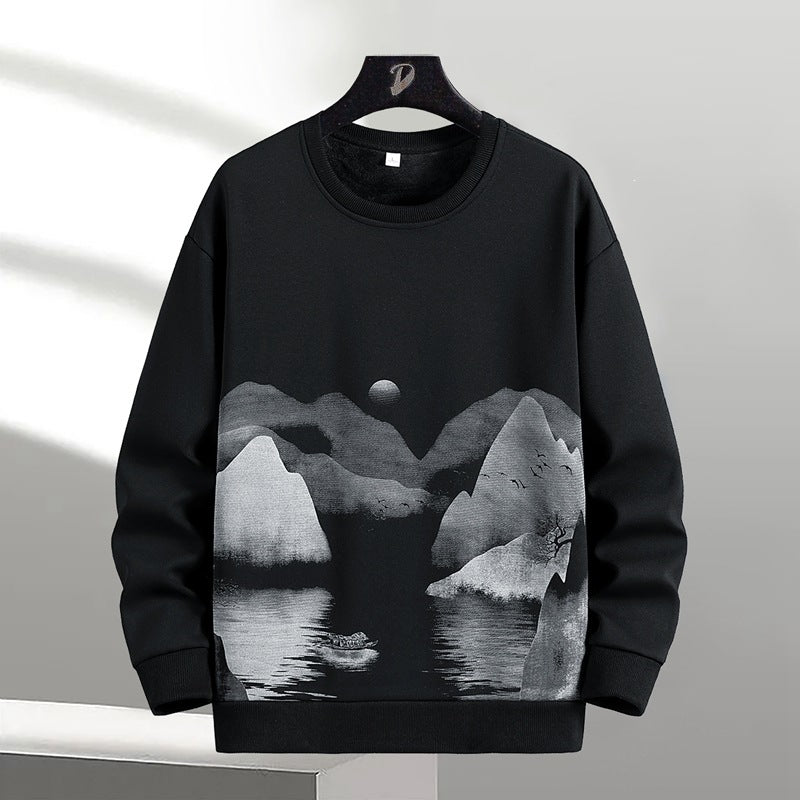 Unisex Oversize‑Sweatshirt mit Pinsel‑Print & geripptem Saum Echoarchiv