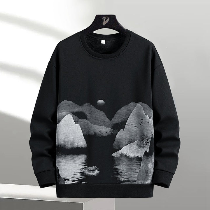 Unisex Oversize‑Sweatshirt mit Pinsel‑Print & geripptem Saum Echoarchiv