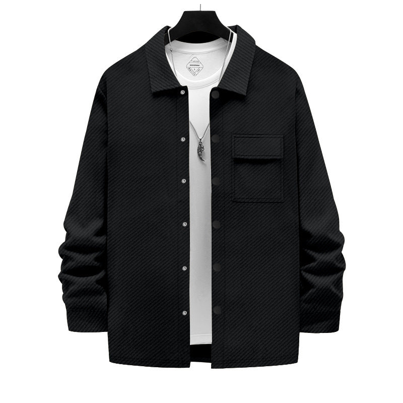 Herren lässige Button-Down-Hemdjacke mit Brusttasche und strukturiertem Design Echoarchiv
