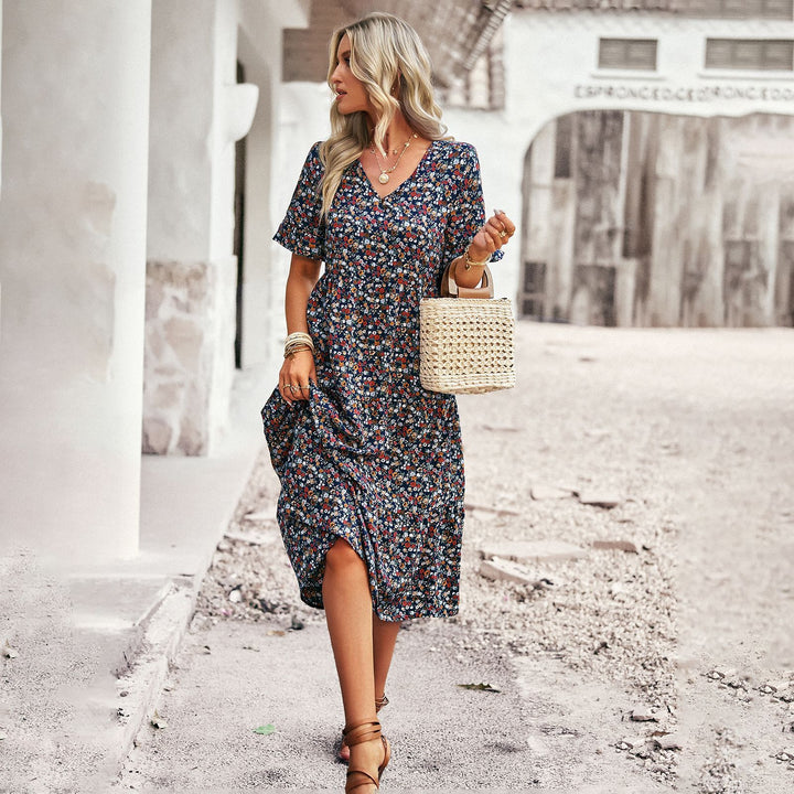 Damen Midikleid mit floralem Muster und A-Linien-Schnitt Echo Archiv