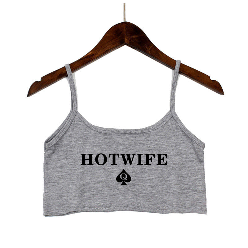 Damen Crop-Top mit modernen Schriftzügen und verstellbaren Trägern Echo Archiv