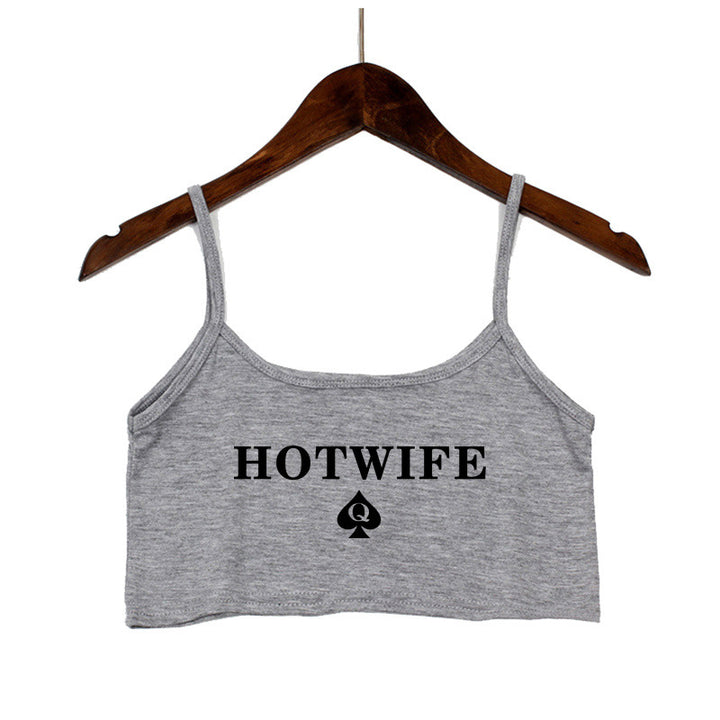 Damen Crop-Top mit modernen Schriftzügen und verstellbaren Trägern Echo Archiv