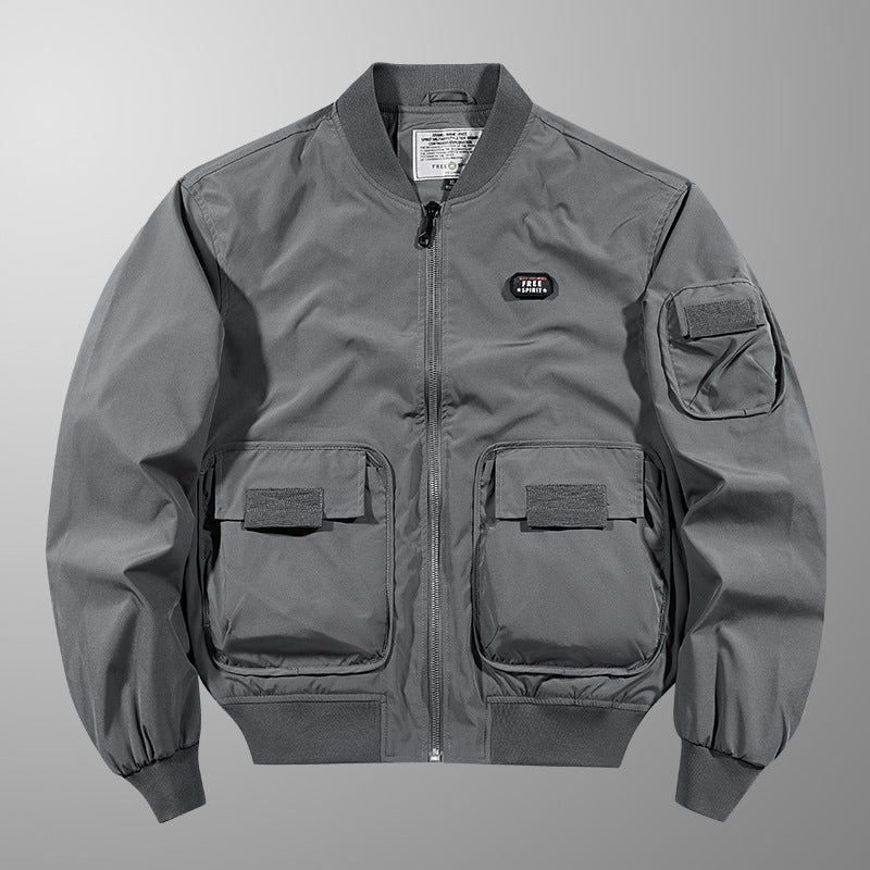 Herren  leichte matte Nylon Flug Bomberjacke mit übergroßen Klappen-Pattentaschen Echo Archiv