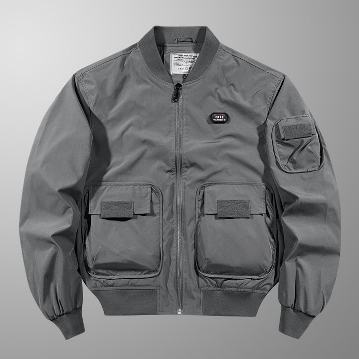 Herren  leichte matte Nylon Flug Bomberjacke mit übergroßen Klappen-Pattentaschen Echo Archiv