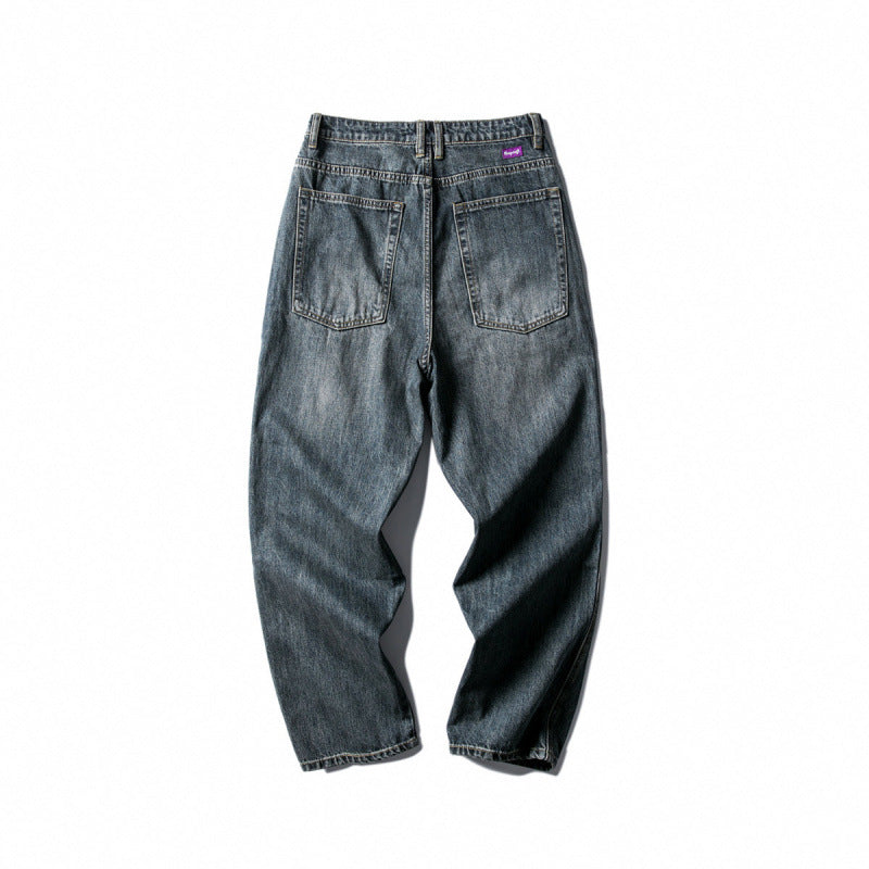 Herren Weite Baggy-Jeans aus robustem Denim mit hoher Bundhöhe und Used‑Waschung Echo Archiv