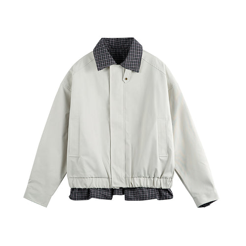 Herren Layered-Optik Blousonjacke mit Karokragen und verstellbarem Saum Echoarchiv