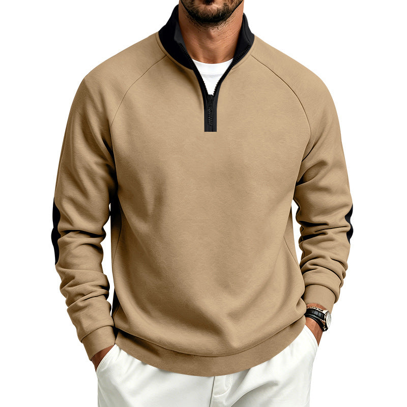 Herren Halbzip-Pullover mit Stehkragen und Ellbogen-Patches Echoarchiv