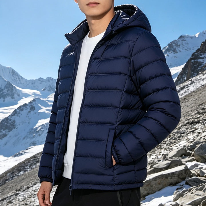 Herren Wattierte leichte Kapuzensteppjacke mit Thermofüllung und durchgehendem Reißverschluss Echo Archiv