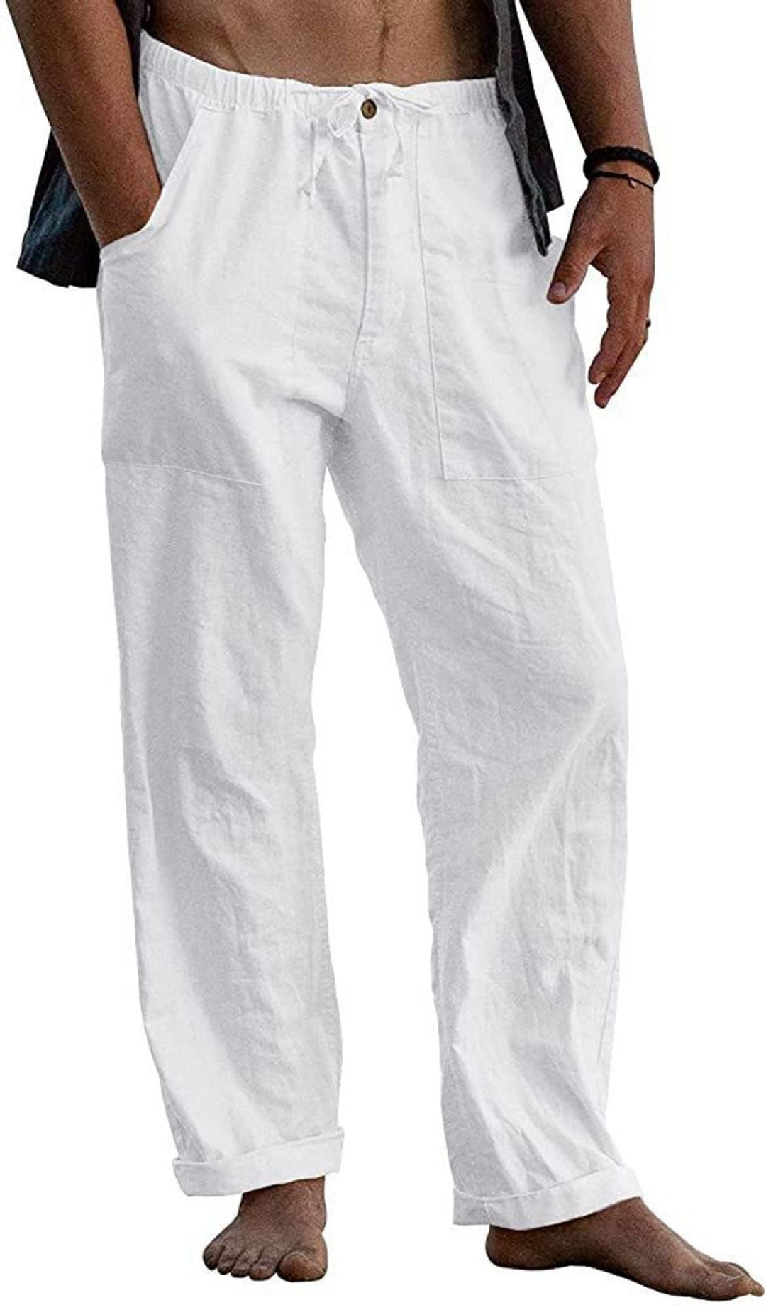 Herren Relaxed Fit Leinenhose mit elastischem Bund und praktischen Taschen Echoarchiv