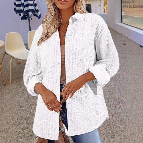 Damen Oversize Strick‑Hemdjacke mit Zopfmuster und Knopfleiste Echoarchiv