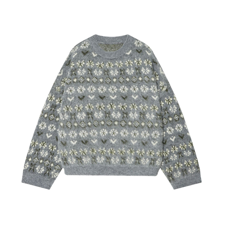 Damen nan gemusterter Norwegerpullover aus weichem Strickgarn mit Rundhalsausschnitt Echo Archiv