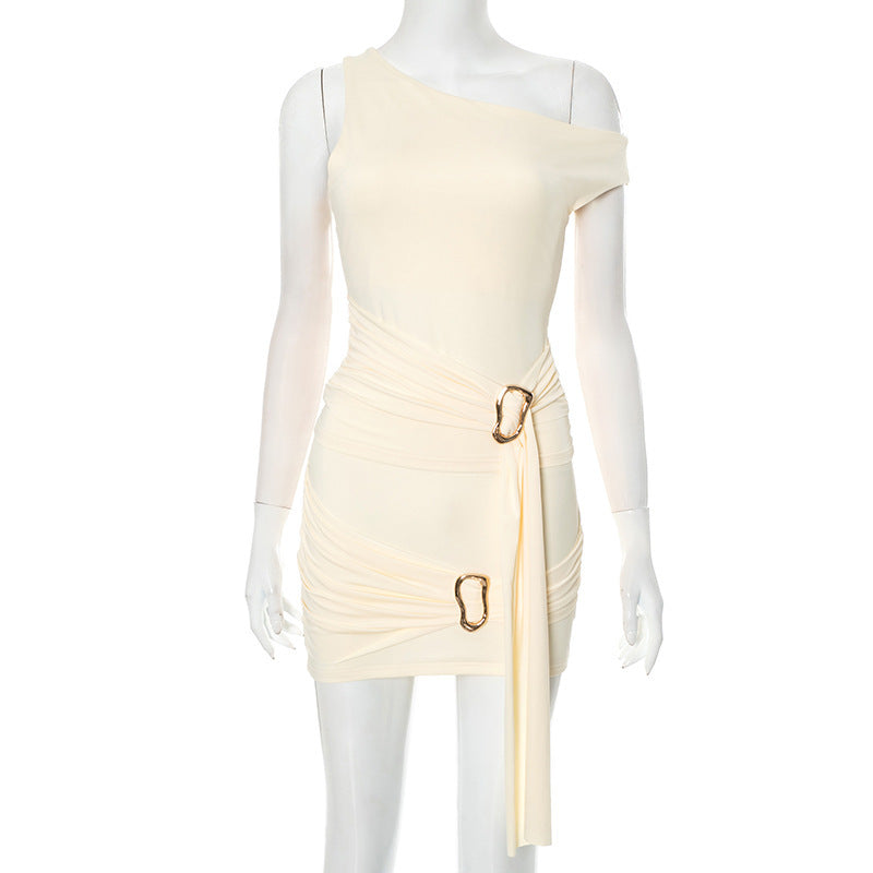 Damen Wickelkleid mit asymmetrischem Design und dekorativem Ring Echo Archiv